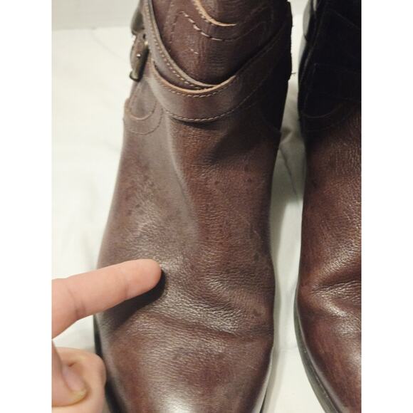 Marc Fisher Audrey Riding Boots Brown Leather Tall Buckle 9.5M Boho Casual Party - Picture 6 of 9